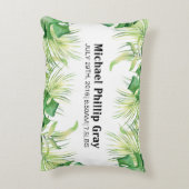 Baby Geboorte Stats Aangepaste Naam Tropische Groe Accent Kussen (Achterkant (Verticaal))