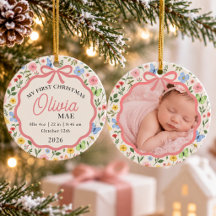 Baby Geboorte Stats Bloemige Mijn Eerste Kerstmis