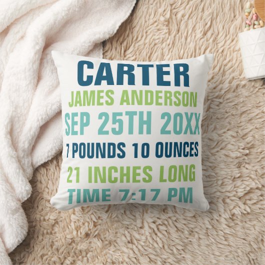Baby geboorte Stats Custom Pillow Kussen (Deken)