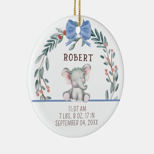 Baby Geboorte Stats Dier Baby Eerste Kerstmis Keramisch Ornament (Rechts)