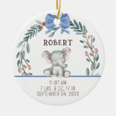 Baby Geboorte Stats Dier Baby Eerste Kerstmis Keramisch Ornament (Voorkant)
