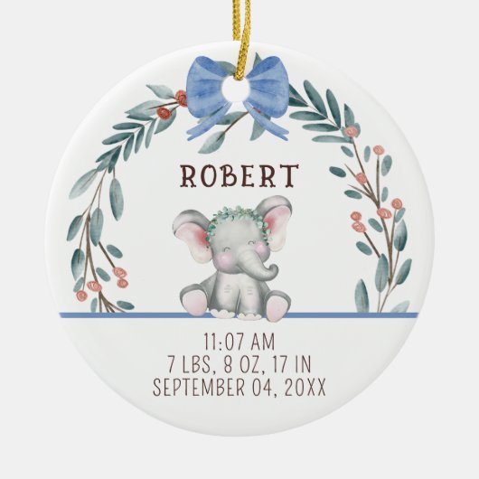Baby Geboorte Stats Dier Baby Eerste Kerstmis Keramisch Ornament (Voorkant)