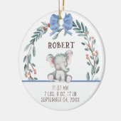Baby Geboorte Stats Dier Baby Eerste Kerstmis Keramisch Ornament (Links)