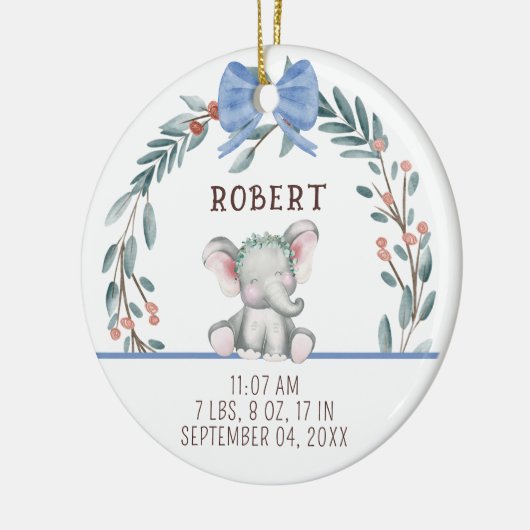 Baby Geboorte Stats Dier Baby Eerste Kerstmis Keramisch Ornament (Links)
