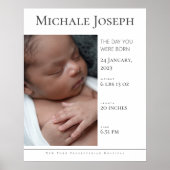 Baby Geboorte Stats | Geboorte Stats Bord | Pasgeb Poster (Voorkant)