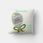 Baby Geboorte Stats Geel Groene Rammelaar Kussen (Voorkant)