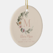 Baby geboorte Stats Name Roos Photo Monogram Keramisch Ornament (Rechts)