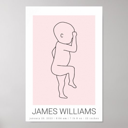 Baby geboorte Stats Personated Poster - roze (Voorkant)