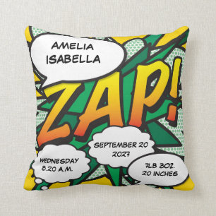 Baby Geboorte Stats Stripboek Pop Art Aandenken Kussen