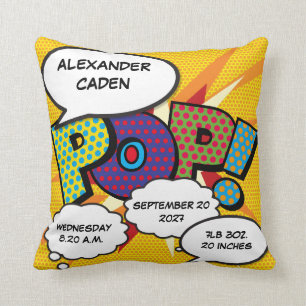 Baby Geboorte Stats Stripboek Pop Art Aandenken Kussen