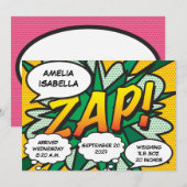 Baby Geboorte Stats Stripboek Pop Art Aankondiging (Voorkant / Achterkant)