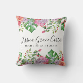 Baby geboorte, Waterverf tropische regenval Kussen