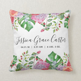 Baby geboorte, Waterverf tropische regenval Kussen