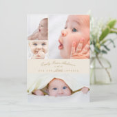 Baby Geboorteaankondiging 5 Collage Little Love Bu Feestdagenkaart (Staand voorkant)