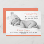 Baby geboorteaankondiging bedankt koraalKaart (Voorkant / Achterkant)