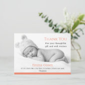 Baby geboorteaankondiging bedankt koraalKaart (Staand voorkant)