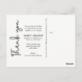 Baby geboorteaankondiging bedankt witboek briefkaart (Achterkant)