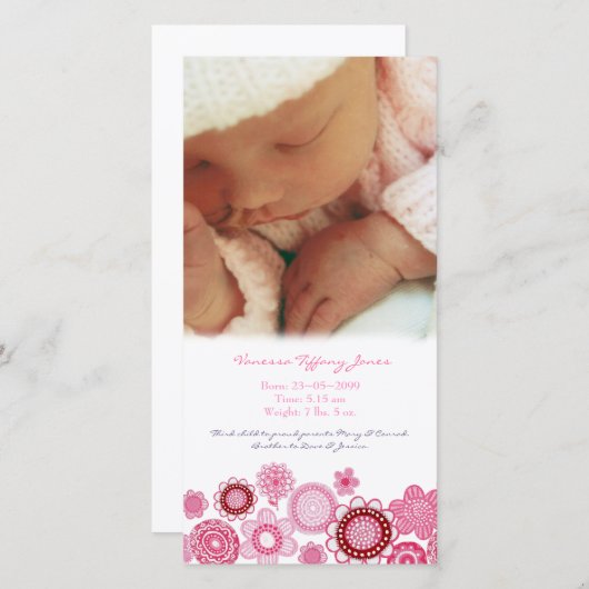 Baby Geboorteaankondiging Custom Made Photo Card Aankondiging (Voorkant / Achterkant)