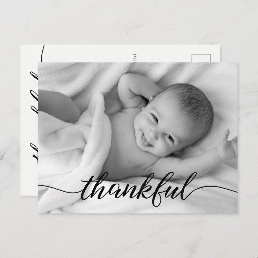 Baby geboorteaankondiging dankbare aangepaste foto aankondigingskaart (Voorkant / Achterkant)