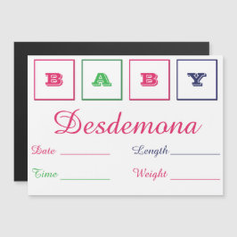 Baby Geboorteaankondiging Dunne Magnetische Kaart Magnetische Uitnodiging