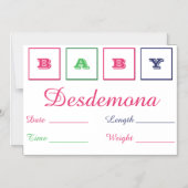 Baby Geboorteaankondiging Dunne Magnetische Kaart Magnetische Uitnodiging (Voorkant)