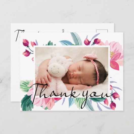 Baby Geboorteaankondiging Foto Bedankt Briefkaart (Voorkant / Achterkant)