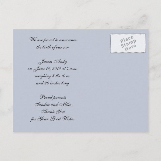 Baby Geboorteaankondiging Foto Briefkaarten (Achterkant)