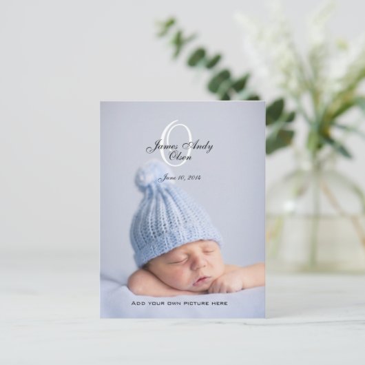 Baby Geboorteaankondiging Foto Briefkaarten (Staand voorkant)