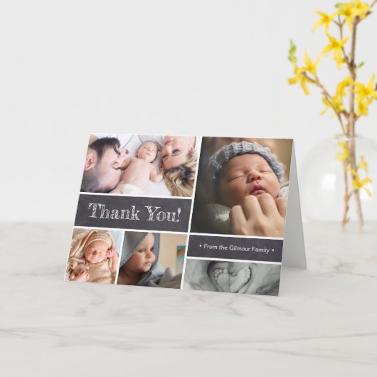 Baby geboorteaankondiging Fotocollage Bedankt Kaart (Gele Bloem)
