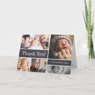 Baby geboorteaankondiging Fotocollage Bedankt Kaart