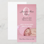 Baby Geboorteaankondiging Fotokaarten Meisje Aankondiging (Voorkant / Achterkant)