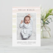 BABY GEBOORTEAANKONDIGING Hallo Waterverf Stripes (Staand voorkant)