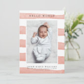 BABY GEBOORTEAANKONDIGING Hallo Waterverf Stripes (Staand voorkant)