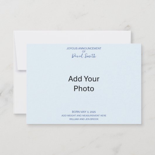 Baby Geboorteaankondiging Kaart | Foto toevoegen (Achterkant)