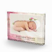 Baby Geboorteaankondiging Keepsake Photo Block Lij Fotoblokken (Rechts)
