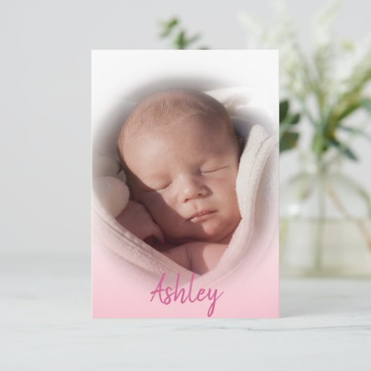 Baby Geboorteaankondiging Meisje roze | FOTO Aankondiging (Staand voorkant)