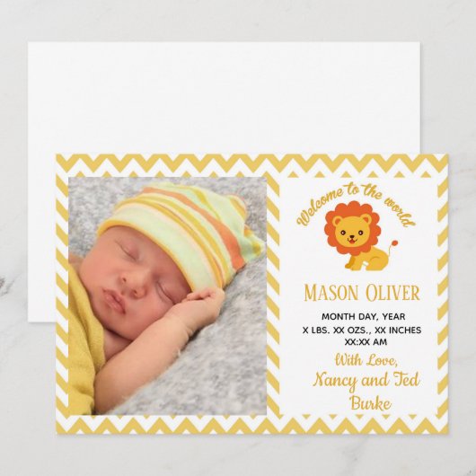 Baby geboorteaankondiging met foto van pasgeborene (Voorkant / Achterkant)