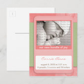 Baby Geboorteaankondiging Roze Polka Dots Aankondigingskaart (Voorkant / Achterkant)