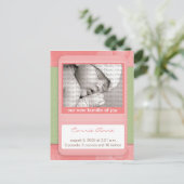 Baby Geboorteaankondiging Roze Polka Dots Aankondigingskaart (Staand voorkant)