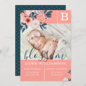 Baby Geboorteaankondiging | Roze Waterverf Flowers Aankondiging (Voorkant / Achterkant)