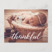 Baby Geboorteaankondiging, Thankful, Aangepaste fo Aankondigingskaart (Voorkant)