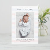 BABY GEBOORTEANKONDIGING Hallo Pastelbandjes (Staand voorkant)