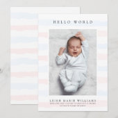BABY GEBOORTEANKONDIGING Hallo Pastelbandjes (Voorkant / Achterkant)
