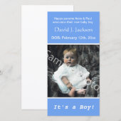 baby geboorteblauwe aankondiging. voeg je foto toe aankondiging (Voorkant / Achterkant)