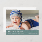 Baby Geboortedatum: Aankondiging Foto groen Briefk (Voorkant / Achterkant)