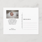 Baby Geboortedatum: Aankondiging Foto groen Briefk (Achterkant)