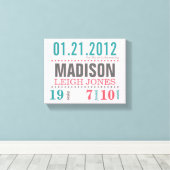 Baby geboortedatum — Snoep katoen Canvas Afdruk (Insitu (Houten vloer))