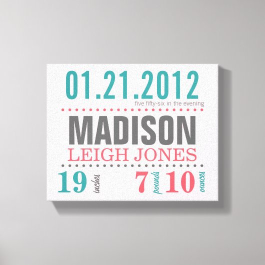 Baby geboortedatum — Snoep katoen Canvas Afdruk (Voorkant)