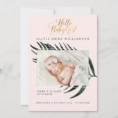 Baby Geboortedatum | Tropisch palm Leaf Aankondiging (Voorkant)