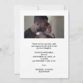 Baby Geboortefoto Aankondiging Hartelijk dank (Achterkant)